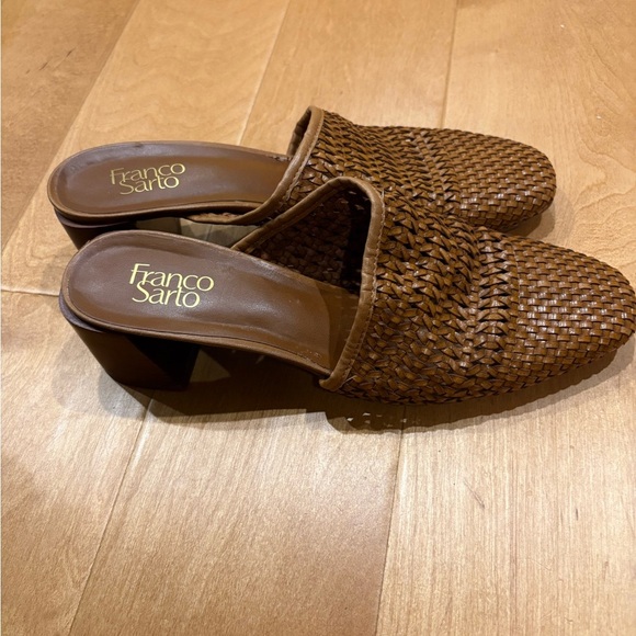 Franco Sarto Nalla leather mules slides shoes sz 10 woven - Picture 2 of 8